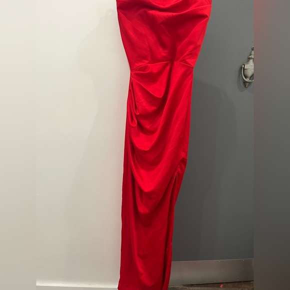 NWT House of CB Maxi Dress Red Satin Adrienne Strapless Holiday Wedding Guest S - Picture 3 of 10